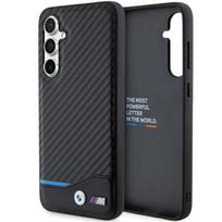 BMW Leather Carbon dėklas, skirtas Samsung Galaxy S23 FE, juodas