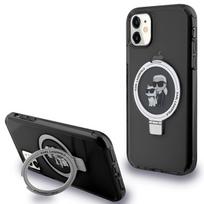 Karl Lagerfeld dėklas iPhone 11 / XR Ring Stand Karl & Choupette MagSafe, juodas