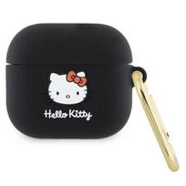 Ausinių dėklas Hello Kitty Silicone 3D Kitty Head, skirtas Apple AirPods 3, juodas