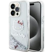 Hello Kitty dėklas iPhone 14 Pro telefonui Liquid Glitter Charms, sidabrinis