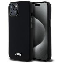 DKNY dėklas iPhone 14 / 15 / 13 telefonui Liquid Silicone MagSafe, juodas