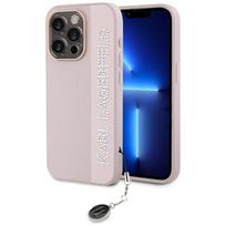 Karl Lagerfeld dėklas iPhone 15 Pro Max telefonui Saffiano Rhinestones & Charm, rožinis