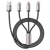 Tech-Protect UltraBoost 3in1 laidas USB-A - Lightning / USB-C / Micro-USB 1m, pilkas