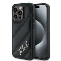 Karl Lagerfeld dėklas iPhone 14 Pro telefonui Diagonal Quilted Script, juodas
