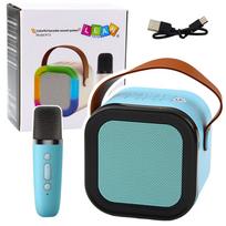 Belaidė karaoke kolonėlė K12 RGB Bluetooth su mikrofonu mėlyna