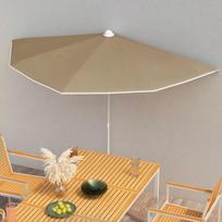 Pusapvalis sodo skėtis su stulpu taupe spalvos 180x90cm