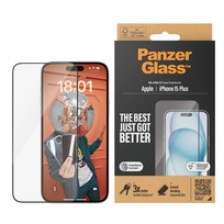 PanzerGlass | Screen protector | Apple | IPhone 15 Plus | Glass | Transparent | Ultra-wide fit, Scratch resistant, Drop protection, EasyAligner includ