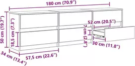 TV staliukas TV vienetai 2 vnt. 180 x 34 x 50 cm Amatininkų ąžuolas