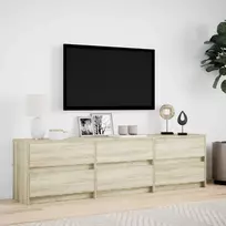 TV staliukas Televizoriaus spintelė su LED, ąžuolo, 180x34x50cm, mediena