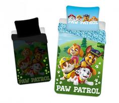 Patalynė świecąca w ciemności 140x200 Psi Patrol pieski brygada 5891 Paw mėlyna žalia bawełniana poszewka 70x90