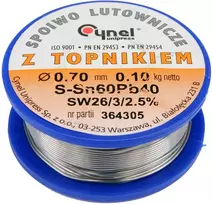 Toya Sa Poland Lydmetalio viela Ø 0,70mm. 100g su fliusu (76806)