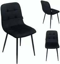 Bauerkraft Minkšta aksominė kėdė svetainei, valgomajam, aksominė palėpė juoda Bauerkra