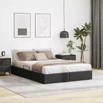 Lova Otomano lovos rėmas Juodas 140 x 190 cm Dirbtinė oda