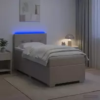 Lova su čiužiniu ir LED apšvietimu Taupe 80 x 200 cm Audinys