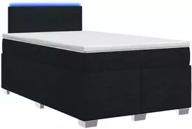 Lova su čiužiniu ir LED apšvietimu Juoda 120 x 190 cm Audinys