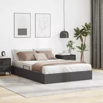Lova Otomano lovos rėmas su saugykla Pilka 140 x 200 cm Dirbtinė oda