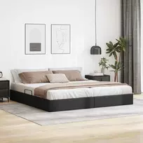 Lova Otomano lovos rėmas Juodas 200 x 200 cm Dirbtinė oda
