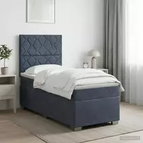 Spyruoklinė lova su čiužiniu Tamsiai pilka 80 x 200 cm Aksomas
