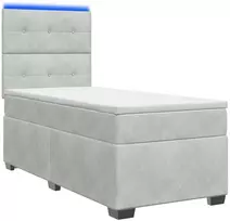 Spyruoklinė lova su čiužiniu Šviesiai pilka 90 x 200 cm Aksomas