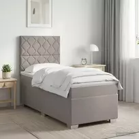 Spyruoklinė lova su čiužiniu Taupe 90 x 200 cm Audinys
