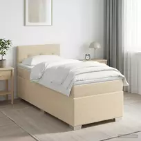 Spyruoklinė lova su čiužiniu Kreminė 90 x 200 cm Audinys