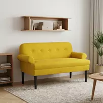 Sofa Minkštas kampas su mygtukų apmušalais Geltona 120 x 66 x 78 cm