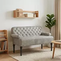 Sofa Minkštas kampas su mygtukų apmušalais Šviesiai pilka