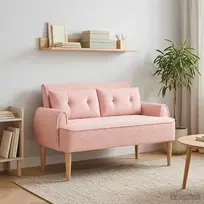 Sofa Minkštas kampas su mygtukų apmušalais Rožinė 117 x 67 x 77 cm