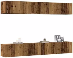 TV staliukas 4 dalių prie sienos tvirtinamas televizoriaus spintelių komplektas, senos medienos drožlės, 100x30x30 cm