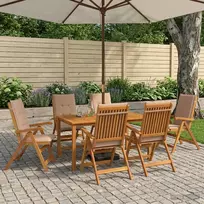 7 dalių sodo valgomojo baldų komplektas 6 vietos Natūrali