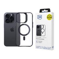 Dėklas 3mk Satin Armor MagCase su MagSafe telefonui iPhone 15 Pro Max, skaidrus su juodu rėmeliu
