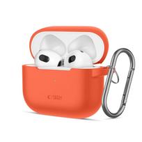 Ausinių dėklas Tech-Protect Silicone Hook modeliui Apple AirPods 3 su karabinu, oranžinis