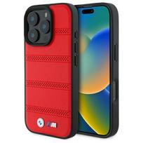 BMW dėklas iPhone 16 Pro Max telefonui M Perforated And Stitched Line MagSafe, raudonas