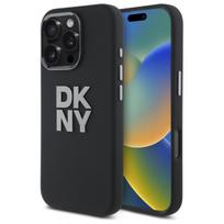 DKNY Liquid Silicone Metal Logo dėklas iPhone 16 Pro Max, juodas