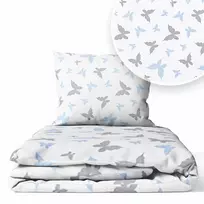Cover set -  2 pcs - 135x100, 40x60 - BUTTERFLY - BLUE / GREY