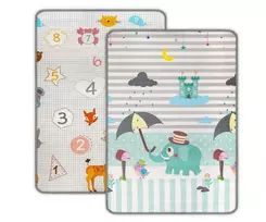 Playground mat two-sided - 4684 - KINDER- DIGITS AND ELPHANTS - size: 120x178 cm