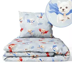 Cover set -  2 pcs - 135x100, 40x60 - SUPER DOGS - BLUE