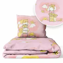 Cover set -  2 pcs - 135x100, 40x60 - BEAR on the LADDER - PINK