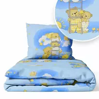 Cover set -  2 pcs - 135x100, 40x60 - BEAR on the LADDER - BLUE