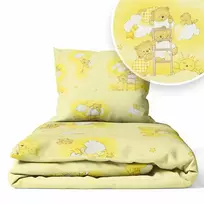 Cover set -  2 pcs - 135x100, 40x60 - BEAR on the LADDER - YELLOW