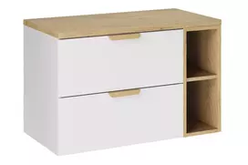 Pakabinamos vonios spintelės su lentynėle ir stalviršiu komplektas Comad Aster White Cremona, 80 cm, balta