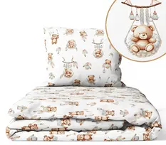 Cover set - 2 pcs - 135x100, 40x60  - BEAR in BASKET - GREY