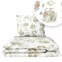 Cover set -  2 pcs - 135x100, 40x60 - ELEPHANT in the RAINBOW - BEIGE