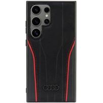 Audi dėklas Samsung Galaxy S24 Ultra telefonui, natūrali oda, MagSafe, juodas/raudonas