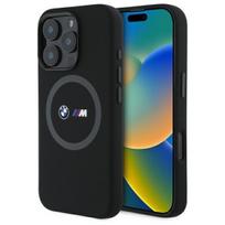 BMW dėklas iPhone 16 Pro Max telefonui M Silicone Printed Ring MagSafe, juodas