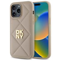 DKNY Quilted Stack Logo dėklas iPhone 14 Pro Max telefonui, kreminis