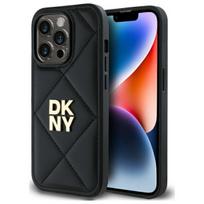 DKNY dėklas iPhone 14 Pro Max telefonui Quilted Stack Logo, juodas