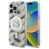 Hello Kitty iPhone 16 Pro Max dėklas IML Golden Leaves MagSafe, baltas