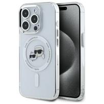 Karl Lagerfeld dėklas iPhone 15 Pro Max telefonui IML Metal MagSafe, baltas