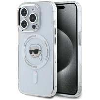 Karl Lagerfeld dėklas iPhone 15 Pro Max telefonui IML Metal Karl Head MagSafe, baltas